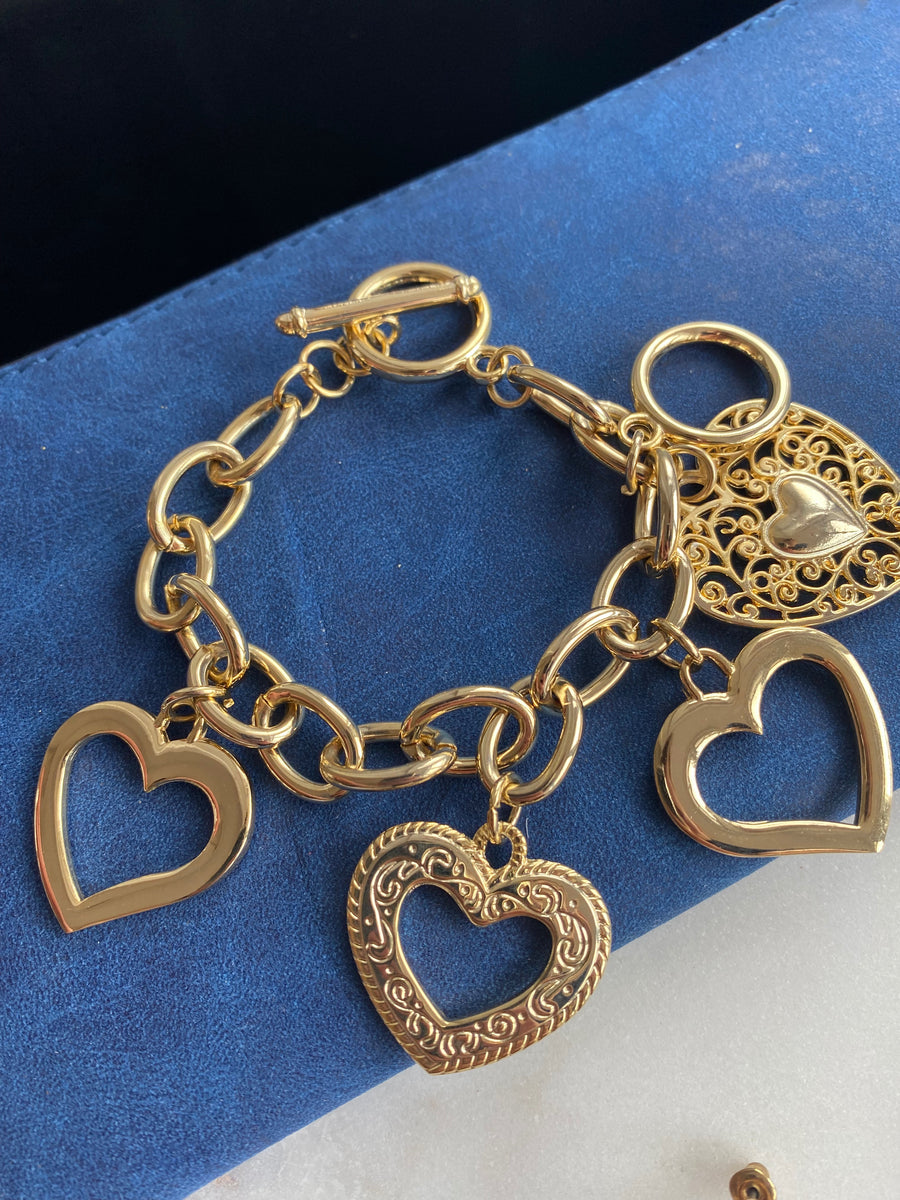 LAST 1! Gold Multi-Heart Bracelet