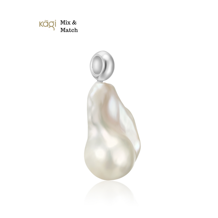 Silver Baroque Pearl Pendant - Large (4573577019478)