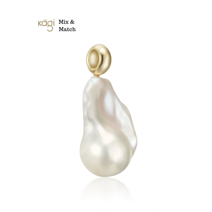 Gold Baroque Pearl Pendant - Large (4573577052246)