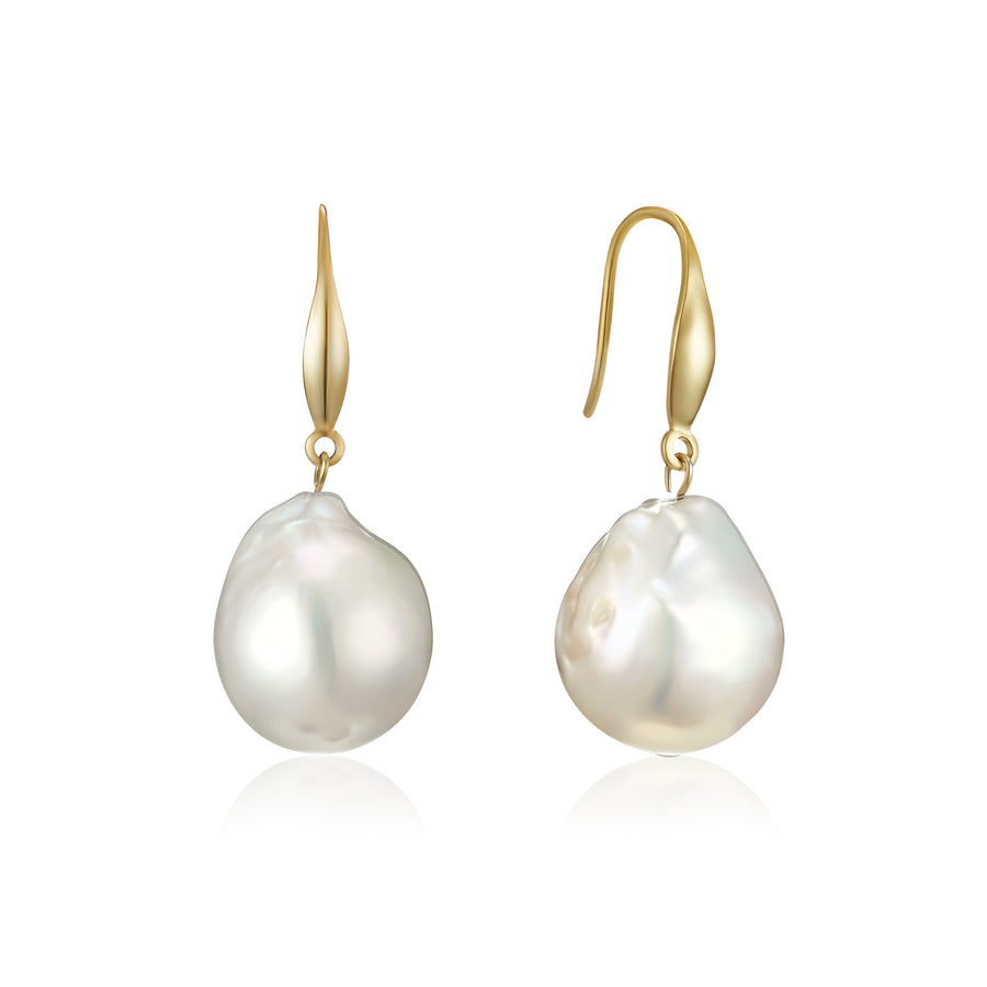 Authentic Gold Baroque Pearl Earrings (3926679552086)