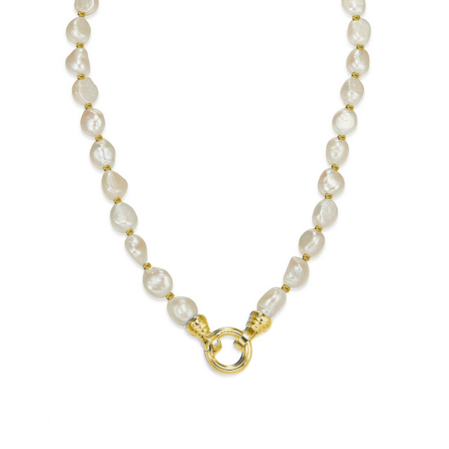 Gold Baroque Pearl Necklace 49cm (4573574889558)