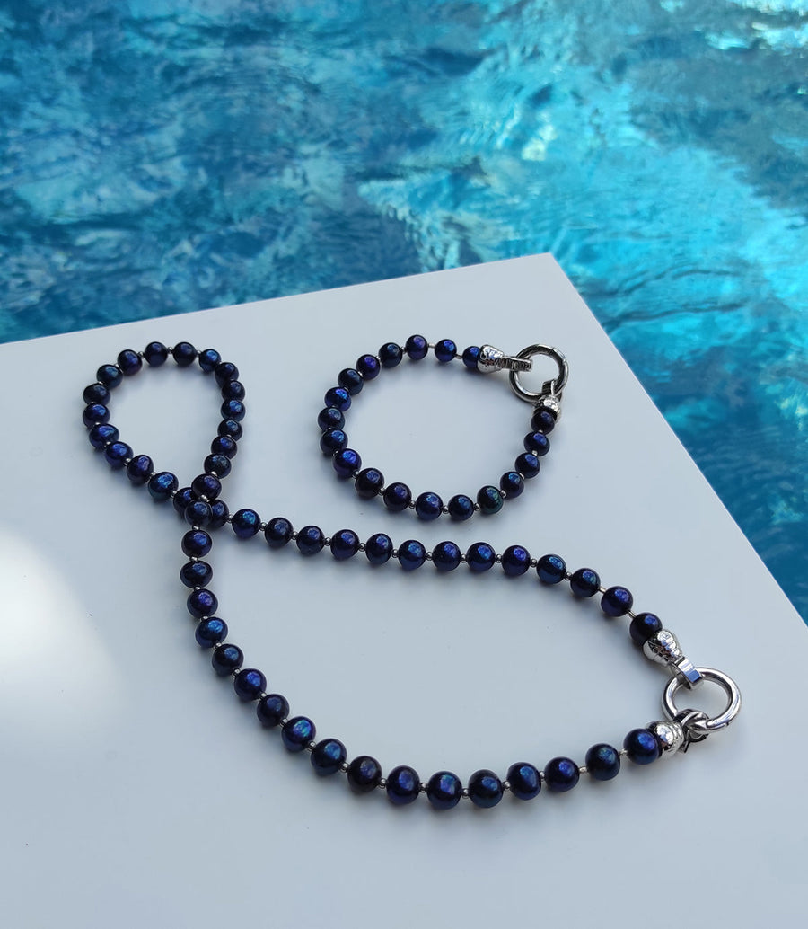 Blue Lagoon Petite Pearl Necklace & Bracelet set