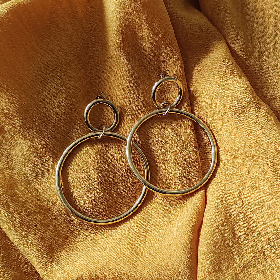 Gold Statement Duo Hoops