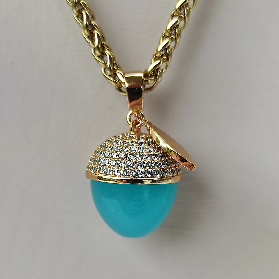LAST 1! 11k Gold Turquoise Acorn Pendant