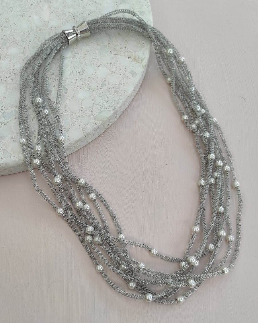 Last 1! Silver 7 Strand Charlotte Necklace Magnetic 49cm