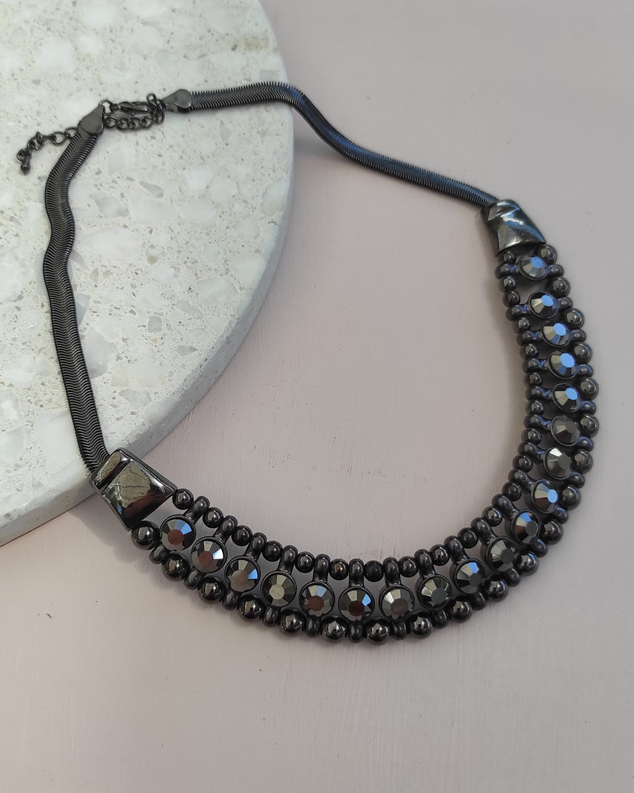 Gunmetal Collar Necklace 40cm