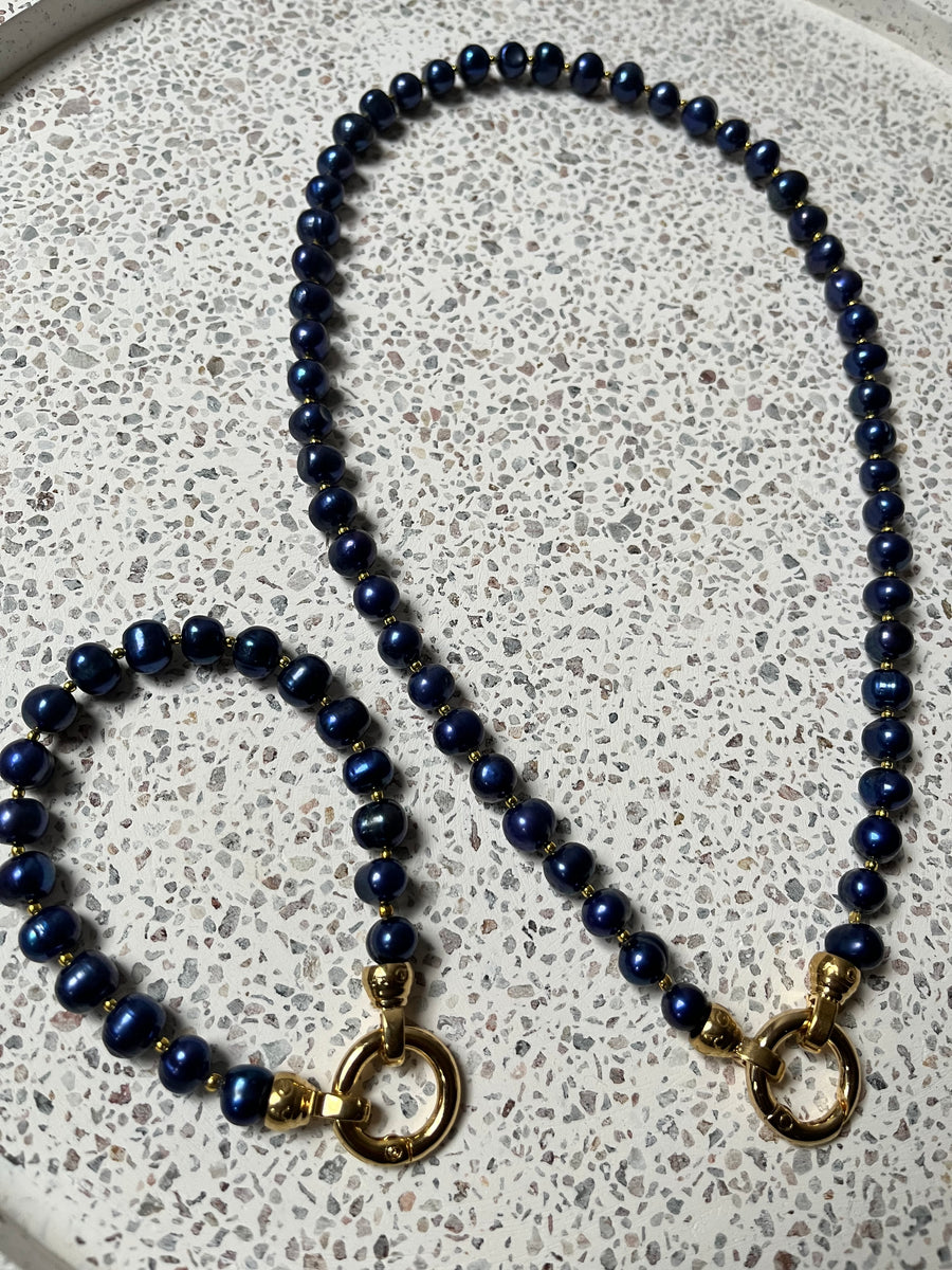 LAST 1! 14k Gold Blue Lagoon Pearl Necklace & Bracelet set
