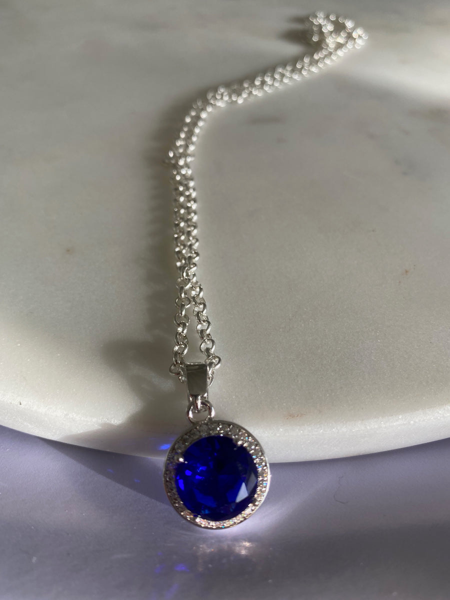 Petite Sapphire Orbit Necklace 49cm