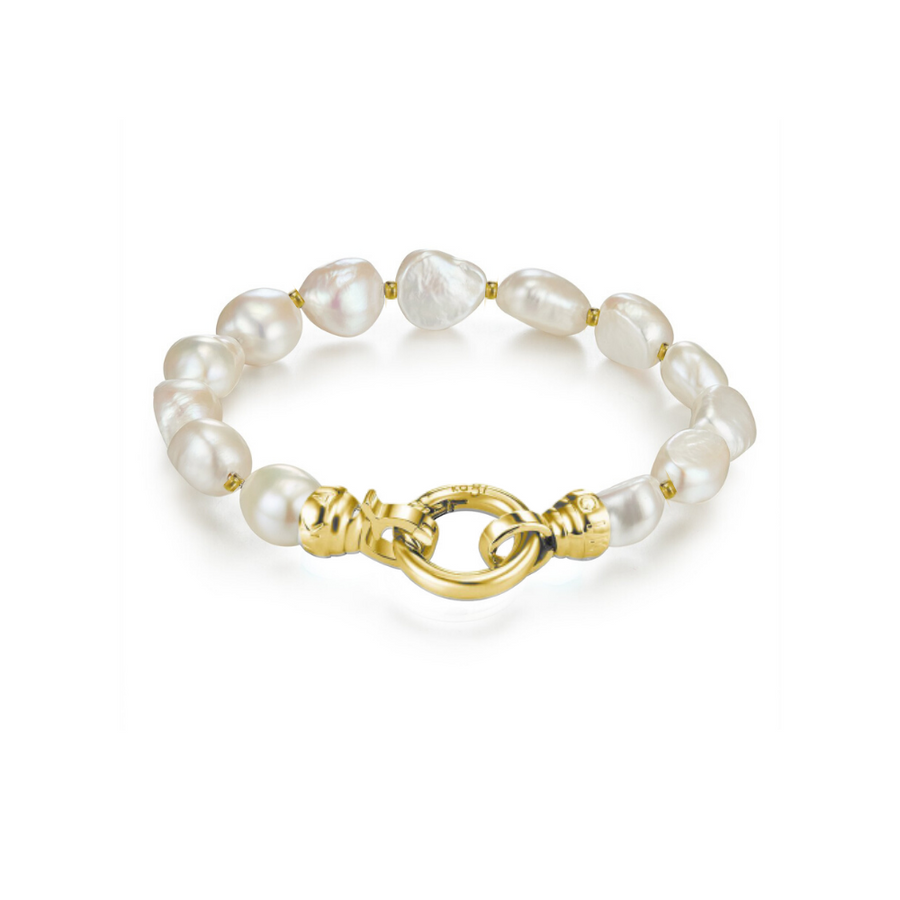 Gold Baroque Pearl Bracelet Small (3926678634582)