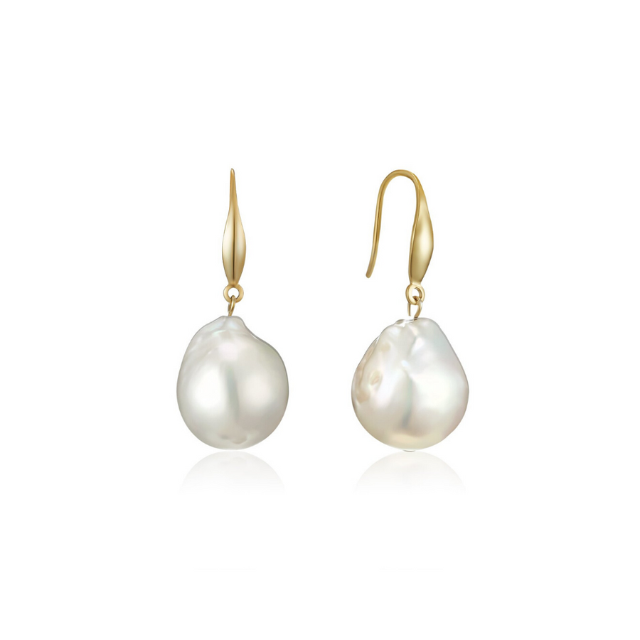 Authentic Gold Baroque Pearl Earrings (3926679552086)