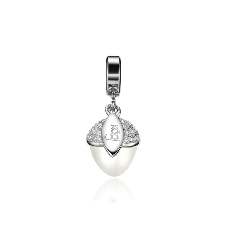 Silver Pearl Acorn Charm