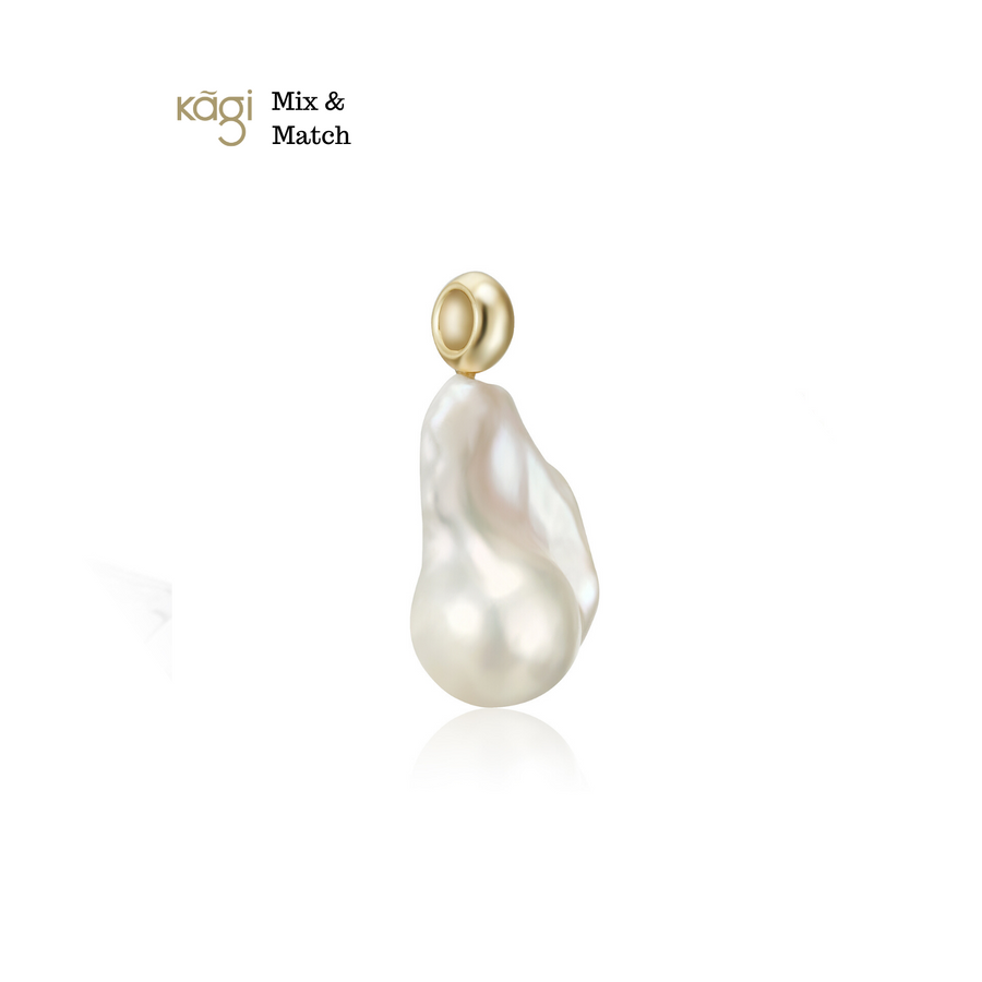 Gold Baroque Pearl Pendant - Small (4573575184470)