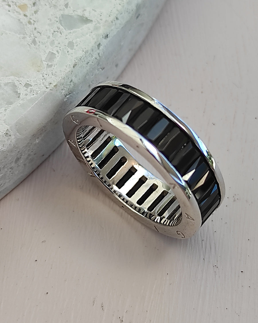 Sterling Silver Midnight Times Square Ring Small