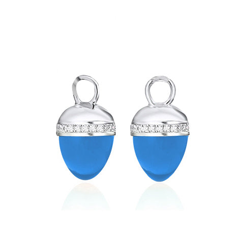 Azure Blue Acorn Ear Charms