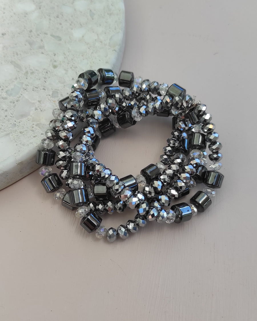SAMPLE Silver Magnetic Haematite Bracelet Elasticated