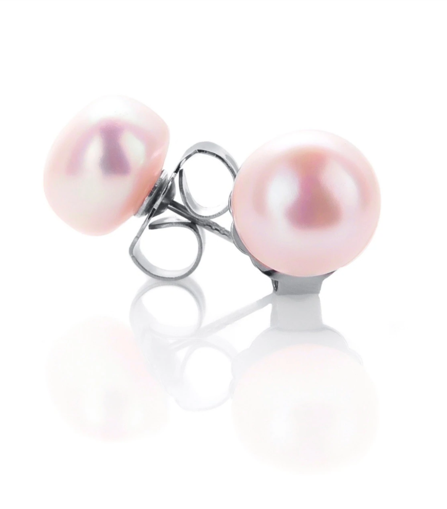 925 Sterling Silver Pink Pearl Studs