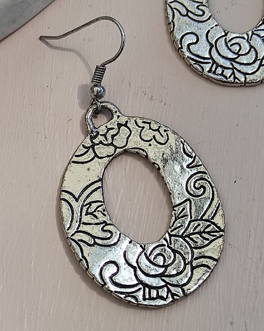 SAMPLE Silver Rose Earrings