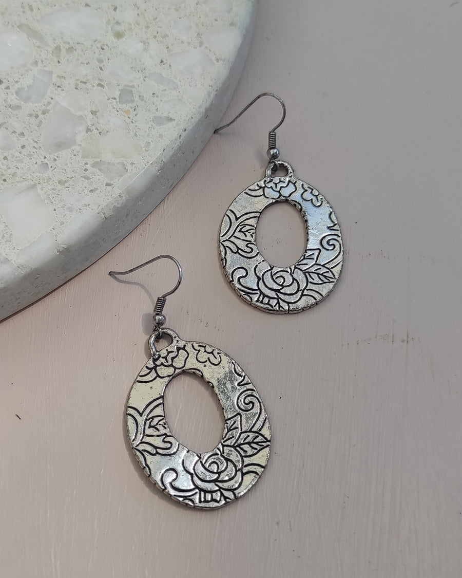 SAMPLE Silver Rose Earrings
