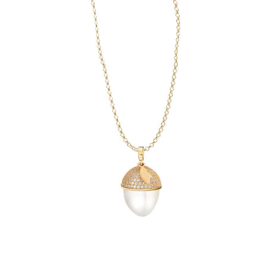 Mini Pearl Acorn Necklace - Gold
