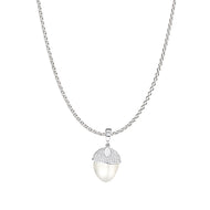 Mini Pearl Acorn Necklace Silver